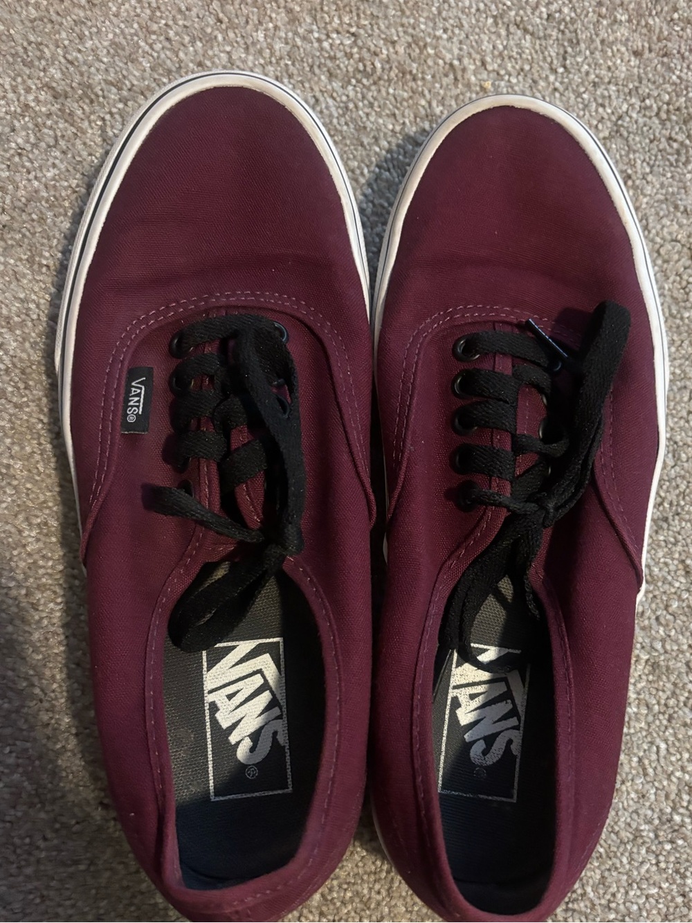 Vans Women’s Canvas Low-Top Sneakers — Burgundy with Black Laces